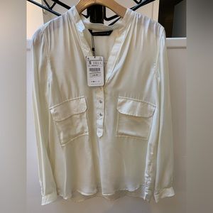 Zara white blouse, size S, NWT.